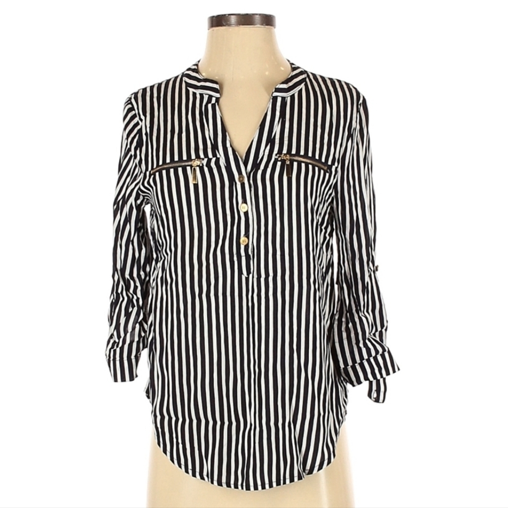 Streetwear Society Black and White Striped Blouse